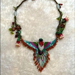 Hummingbird necklace hand crafted statement necklace